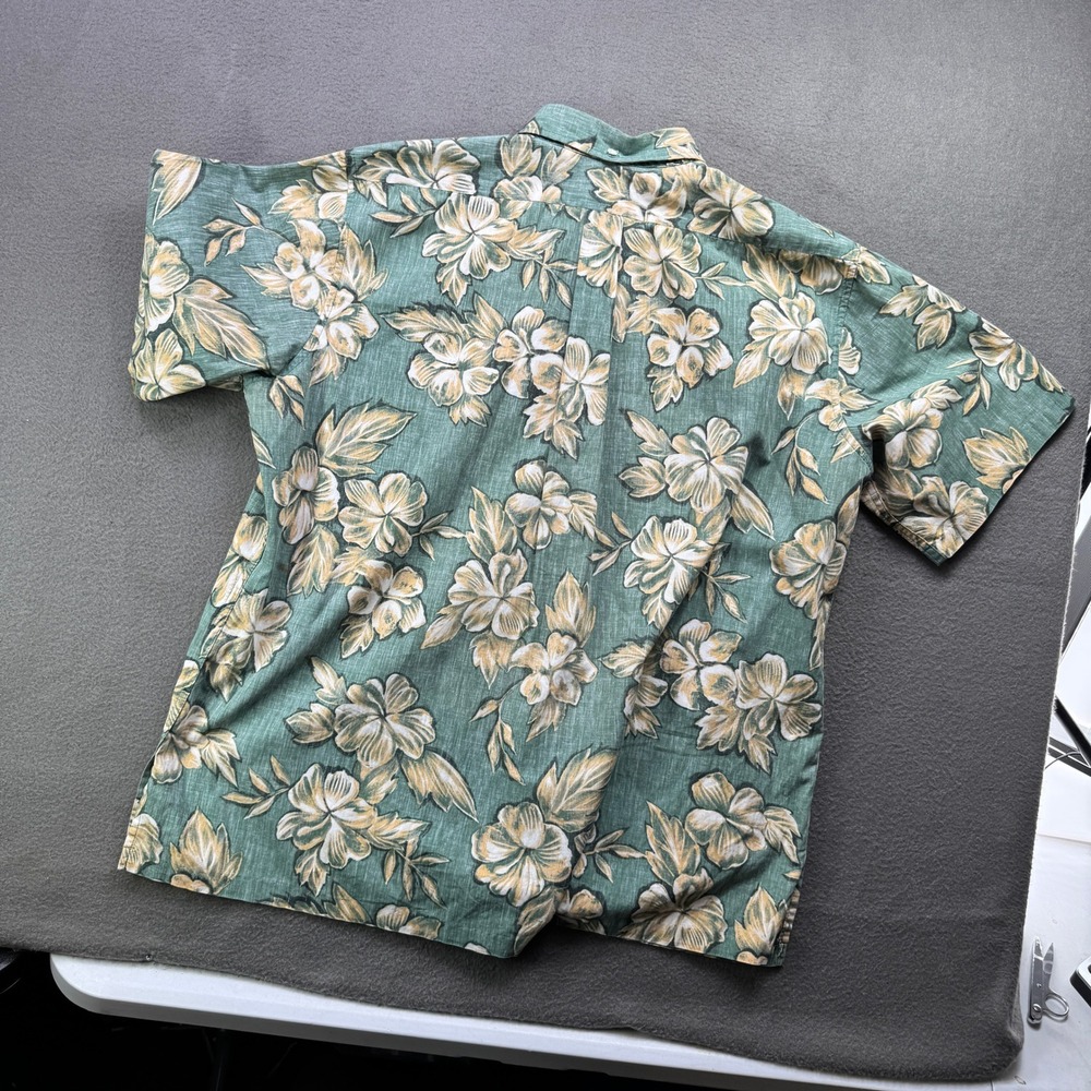 Vintage Reyn Spooner Shirt XL Green Hibiscus Cotton Pullover Hawaiian Aloha - Picture 3 of 9